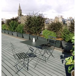 Terrassenset 1 quadratischer Tisch und 2 khakigrüne Stühle
