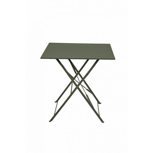 Terrassenset 1 quadratischer Tisch und 2 khakigrüne Stühle