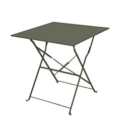 Terrassenset 1 quadratischer Tisch und 2 khakigrüne Stühle