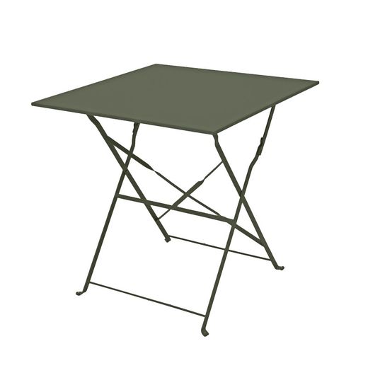 Terrassenset 1 quadratischer Tisch und 2 khakigrüne Stühle