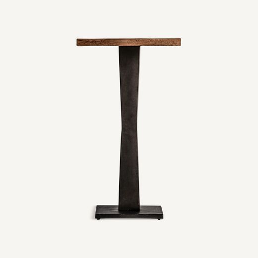 Mesa de bar de madera y metal en negro y marrón, 60 x 60 x 106 cm | Bugle