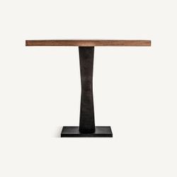 Mesa de bar de madera y metal en negro y marrón, 70 x 70 x 76 cm | Bugle