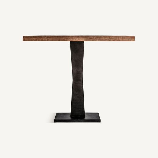Mesa de bar de madera y metal en negro y marrón, 70 x 70 x 76 cm | Bugle