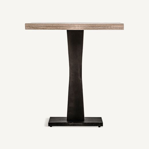 Mesa de bar de madera y metal en negro y marrón, 70 x 70 x 76 cm | Bugle