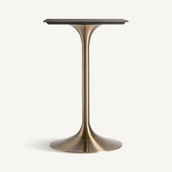 Mesa de bar de metal y cerámica en oro y negro, 65 x 65 x 105 cm | Ullaland