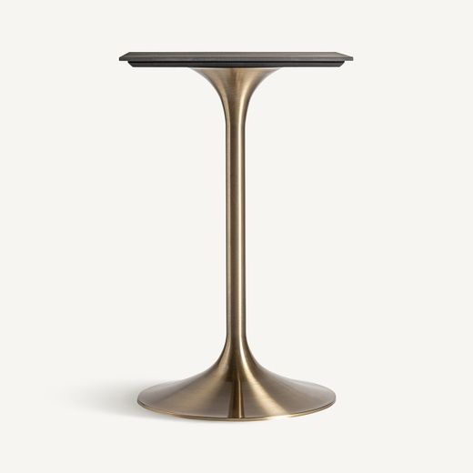 Mesa de bar de metal y cerámica en oro y negro, 65 x 65 x 105 cm | Ullaland