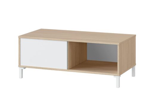 Coffee table in natural/white wood, 100x50x40 cm | BROOKLYN