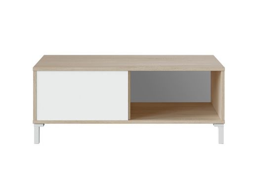 Coffee table in natural/white wood, 100x50x40 cm | BROOKLYN