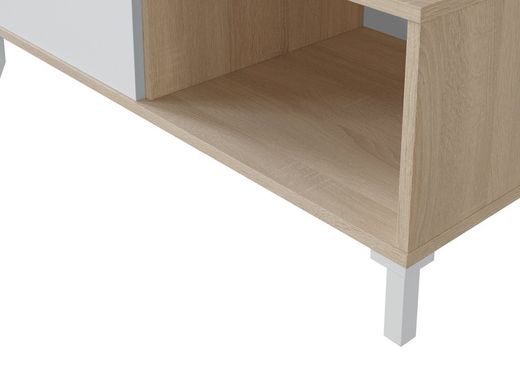 Coffee table in natural/white wood, 100x50x40 cm | BROOKLYN