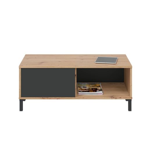 Coffee table in natural wood/anthracite grey, 100x50x40 cm | BROOKLYN