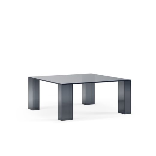 Mesa de centro cuadrada de cristal templado en gris azulado, 80 x 80 x 35 cm | Verena