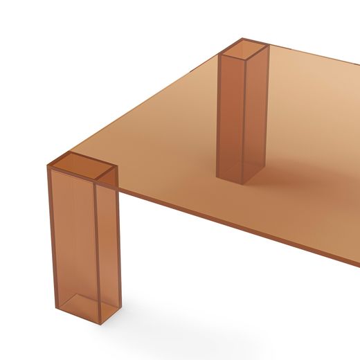 Vierkante salontafel van gehard glas, bruin, 80 x 80 x 35 cm | Verena
