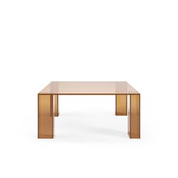 Vierkante salontafel van gehard glas, bruin, 80 x 80 x 35 cm | Verena