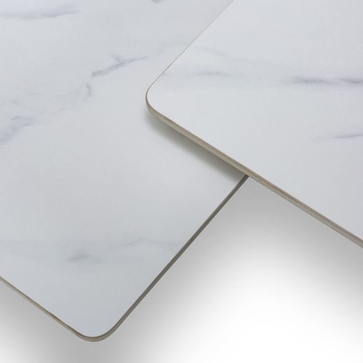 Vierkante salontafel van kunststeen en metaal in zwart en wit, 80 x 80 x 43 cm | Merve