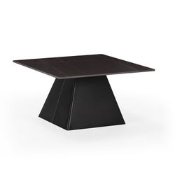 Square coffee table made of synthetic stone and black metal, 80 x 80 x 43 cm | Merve