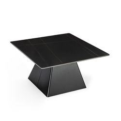 Square coffee table made of synthetic stone and black metal, 80 x 80 x 43 cm | Merve