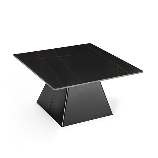 Square coffee table made of synthetic stone and black metal, 80 x 80 x 43 cm | Merve