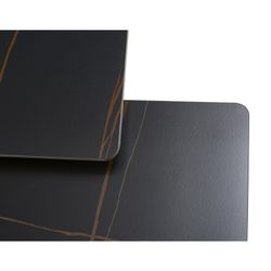 Square coffee table made of synthetic stone and black metal, 80 x 80 x 43 cm | Merve