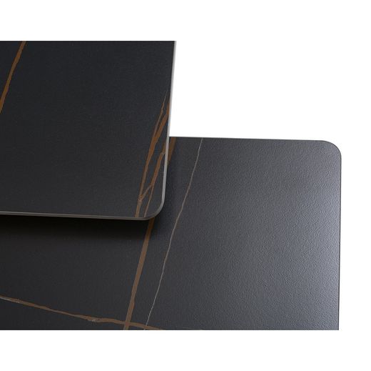 Square coffee table made of synthetic stone and black metal, 80 x 80 x 43 cm | Merve