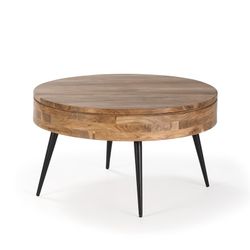 Acacia en metalen salontafel in naturel, Ø 90 x 50 cm | kali