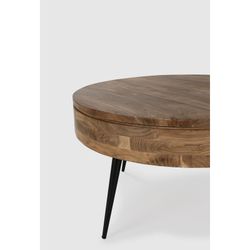 Acacia en metalen salontafel in naturel, Ø 90 x 50 cm | kali