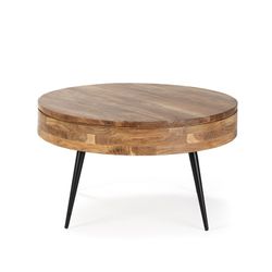 Acacia en metalen salontafel in naturel, Ø 90 x 50 cm | kali