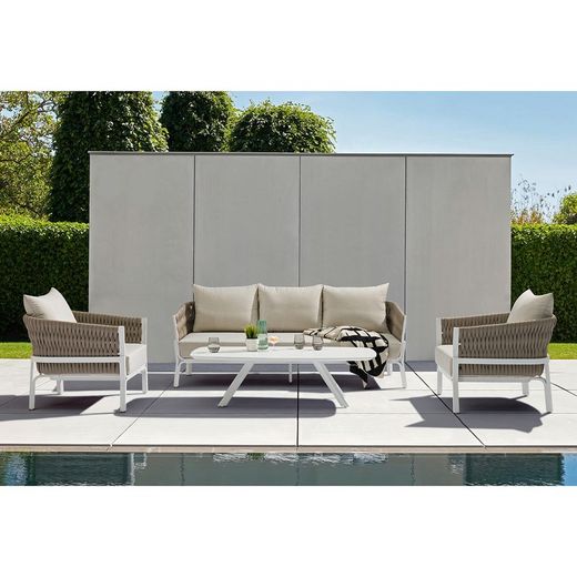 Couchtisch aus Aluminium in Weiß, 140 x 74 x 38 cm | Mehr
