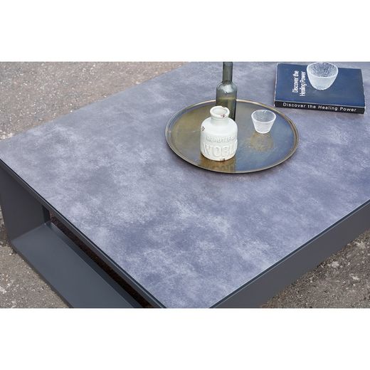 Garden sofa set in aluminum and olefin in anthracite and medium gray | Onix