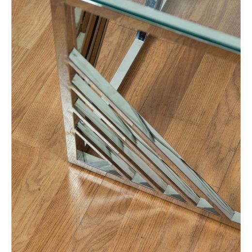 Glass and steel coffee table 120 x 60 x 45 cm
