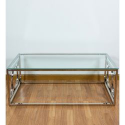 Stolik kawowy ze stali i szkła 120 x 60 x 45 cm