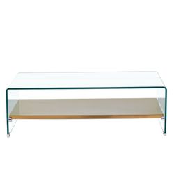 Soffbord i glas och trä, 110 x 55 x 40 cm