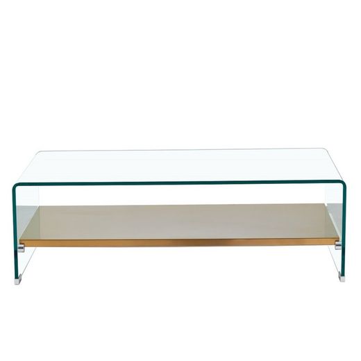 Soffbord i glas och trä, 110 x 55 x 40 cm