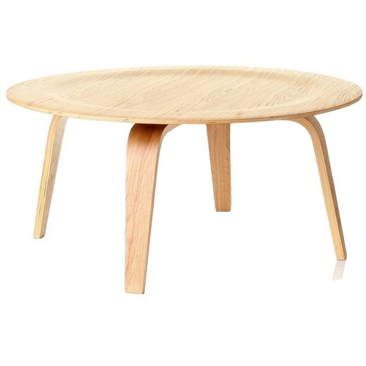 Tavolino design in legno curvato, 87 x 87 x 40 cm
