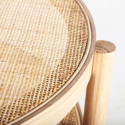 Salontafel van essen en rotan in natuurlijke kleur, Ø 77 x 45 cm | Ikla