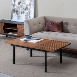 Mesa de centro em madeira de mangueira natural e preto, 110 x 60 x 40 cm | Abner