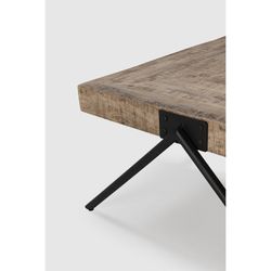 Salontafel van natuurlijk mangohout en metaal, 86 x 80 x 40 cm | Indra