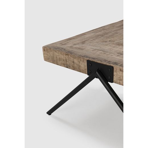 Salontafel van natuurlijk mangohout en metaal, 86 x 80 x 40 cm | Indra