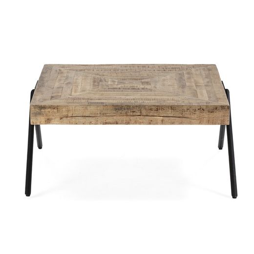 Salontafel van natuurlijk mangohout en metaal, 86 x 80 x 40 cm | Indra