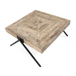 Salontafel van natuurlijk mangohout en metaal, 86 x 80 x 40 cm | Indra
