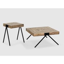 Salontafel van natuurlijk mangohout en metaal, 86 x 80 x 40 cm | Indra