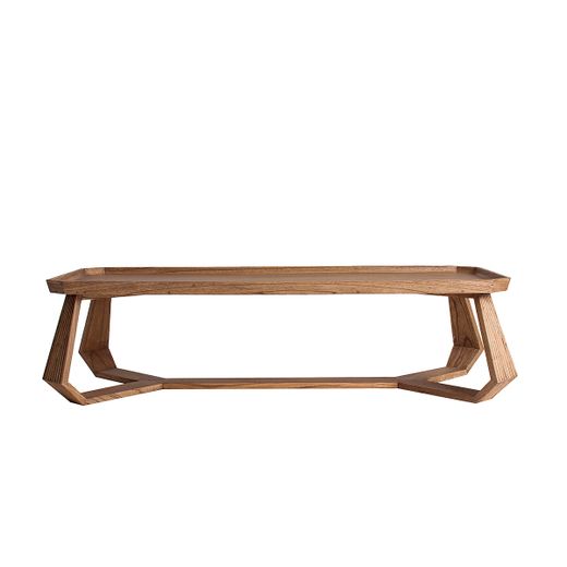 Mesa de centro de madera de mindi en natural, 140 x 60 x 40 cm | Bushey