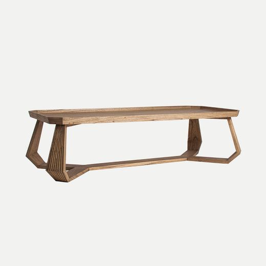Mesa de centro de madera de mindi en natural, 140 x 60 x 40 cm | Bushey