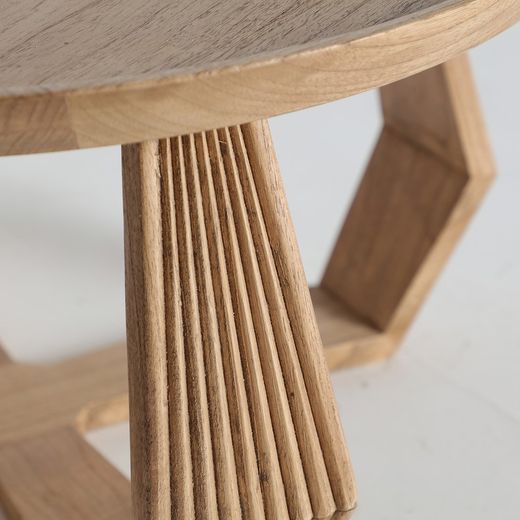 Mindi wood coffee table in natural, 77 x 77 x 40 cm | Bushey