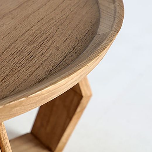 Mindi wood coffee table in natural, 77 x 77 x 40 cm | Bushey