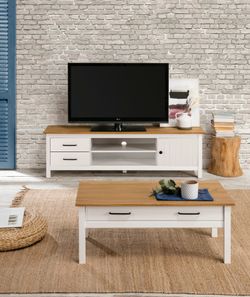 Vitt soffbord i furu, 100 x 55 x 40 cm | Miranda