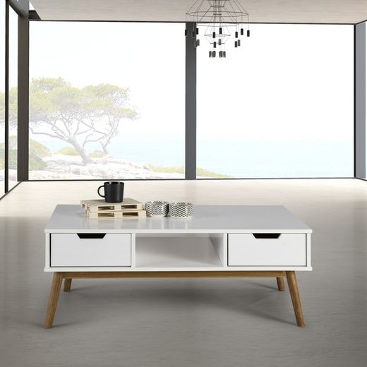 Komplettes Wohnzimmer in Weißkiefernholz, 3-teilig