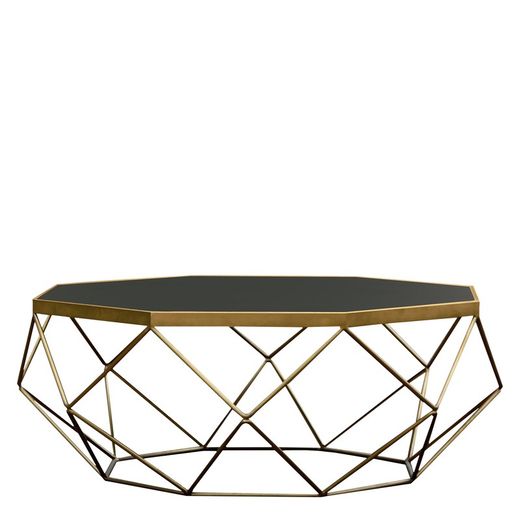 Mesa de centro de madera efecto cemento y acero 100x100x40