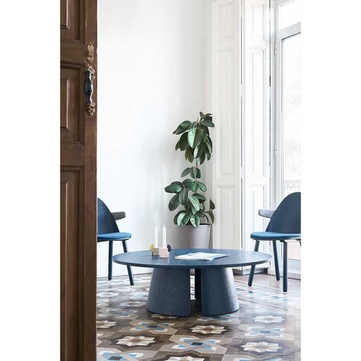 Couchtisch aus Holz in Blau, 110 x 110 x 36,5 cm | Steinpilz