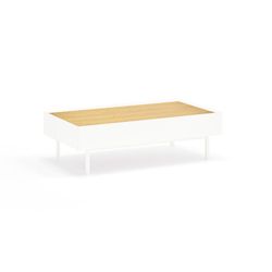 Houten salontafel in de kleur wit en eiken, 110 x 60 x 34 cm | Rand