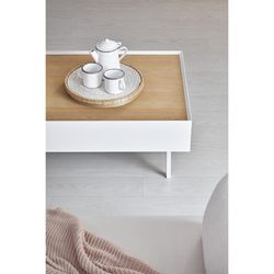 Houten salontafel in de kleur wit en eiken, 110 x 60 x 34 cm | Rand